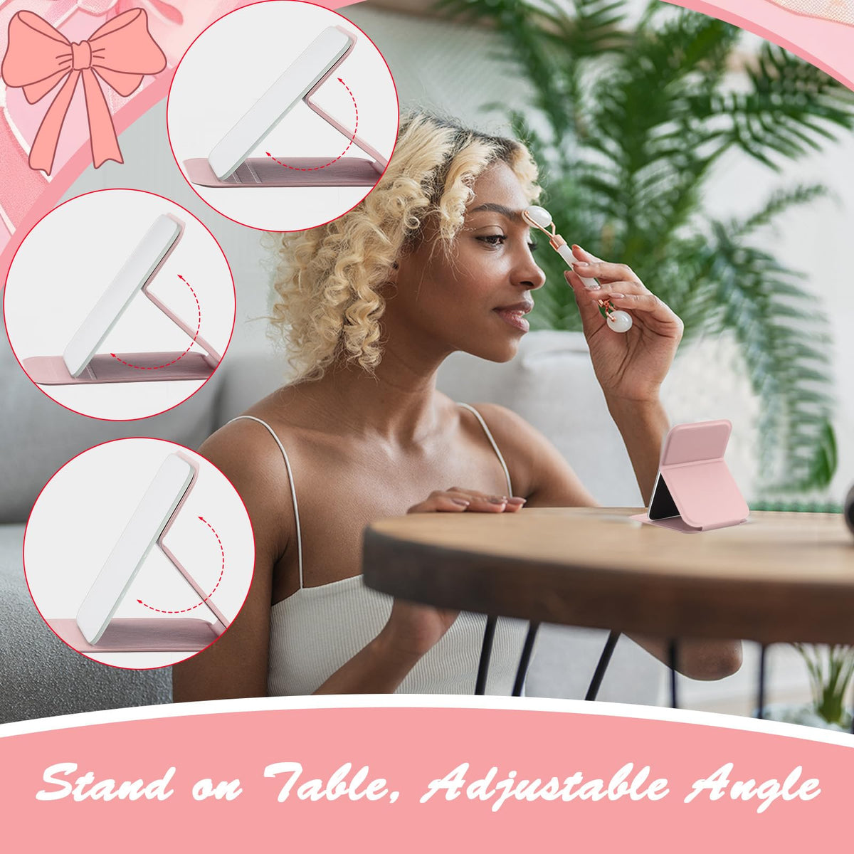 Compact Portable Mirror Bulk Rectangle Pink 12 Pcs - Fiwochic Official Imagery - 5