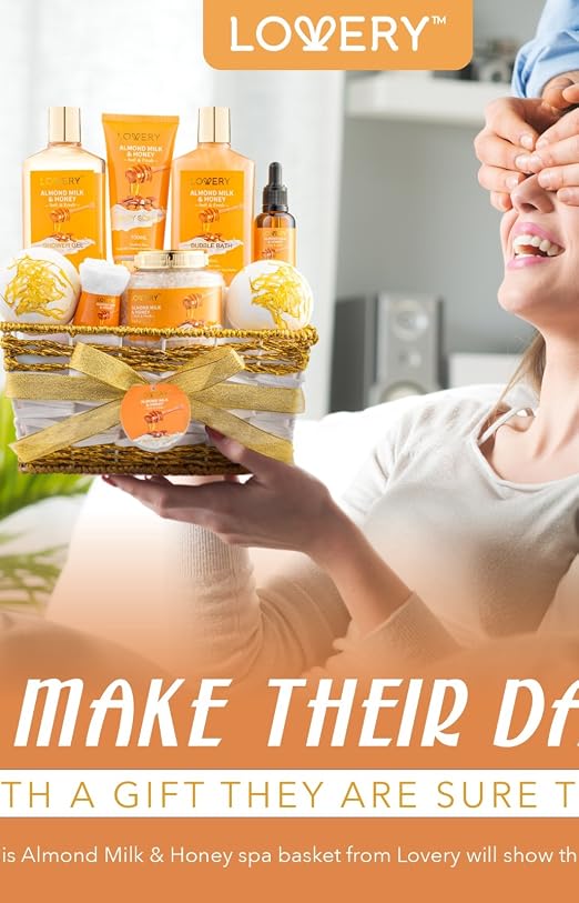 Gifts for Women Gift Basket for Women - 10 Pc Almond Milk & Ho... - Product Imagery