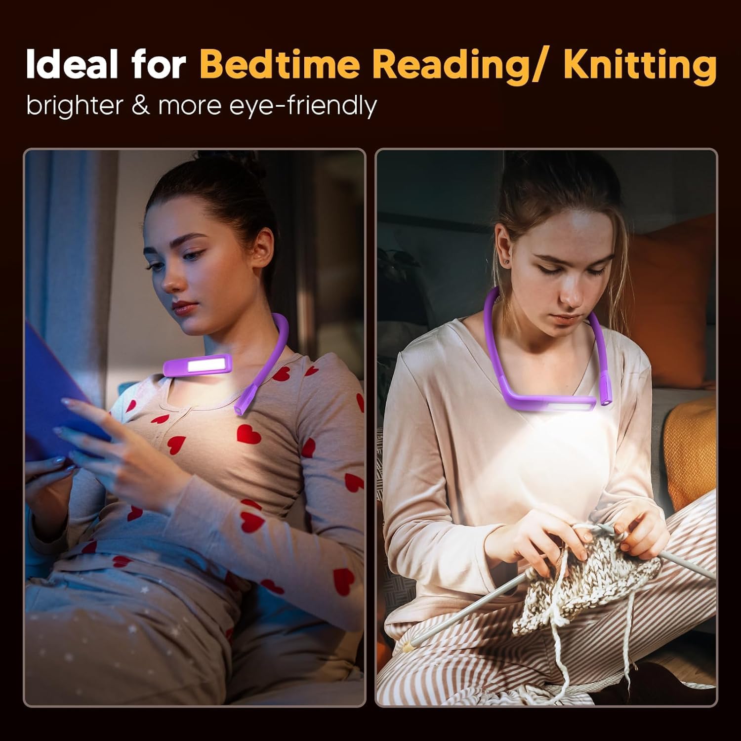 EastPin Book Light Neck Reading Light, Dual-Lamp with Wide Floodlight - View 7