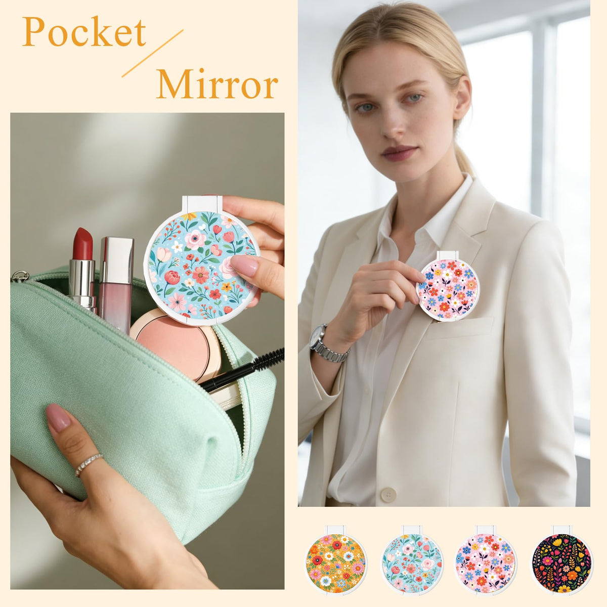 100Pcs Round Folding Hand Compact Mini Pocket Mirrors Bulk - GLASSWINDS Official Imagery - 8