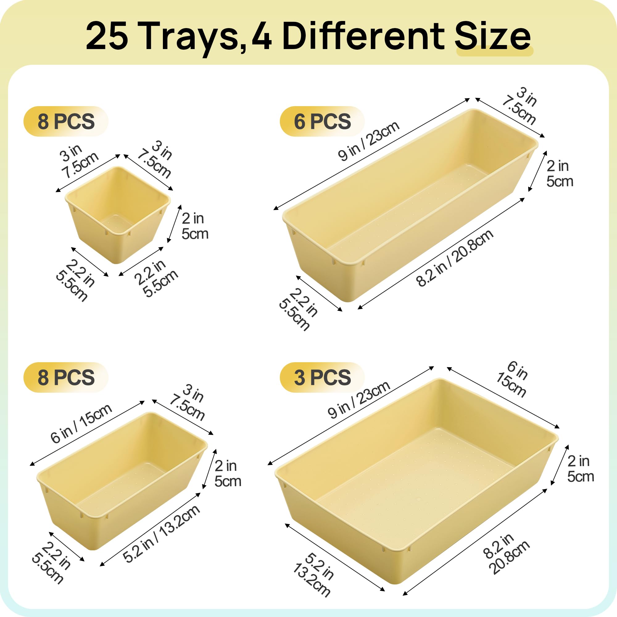 Vtopmart 25 Pack Plastic Drawer Organizers with Non-slip Rubber Pads - Vtopmart Official Product View 2