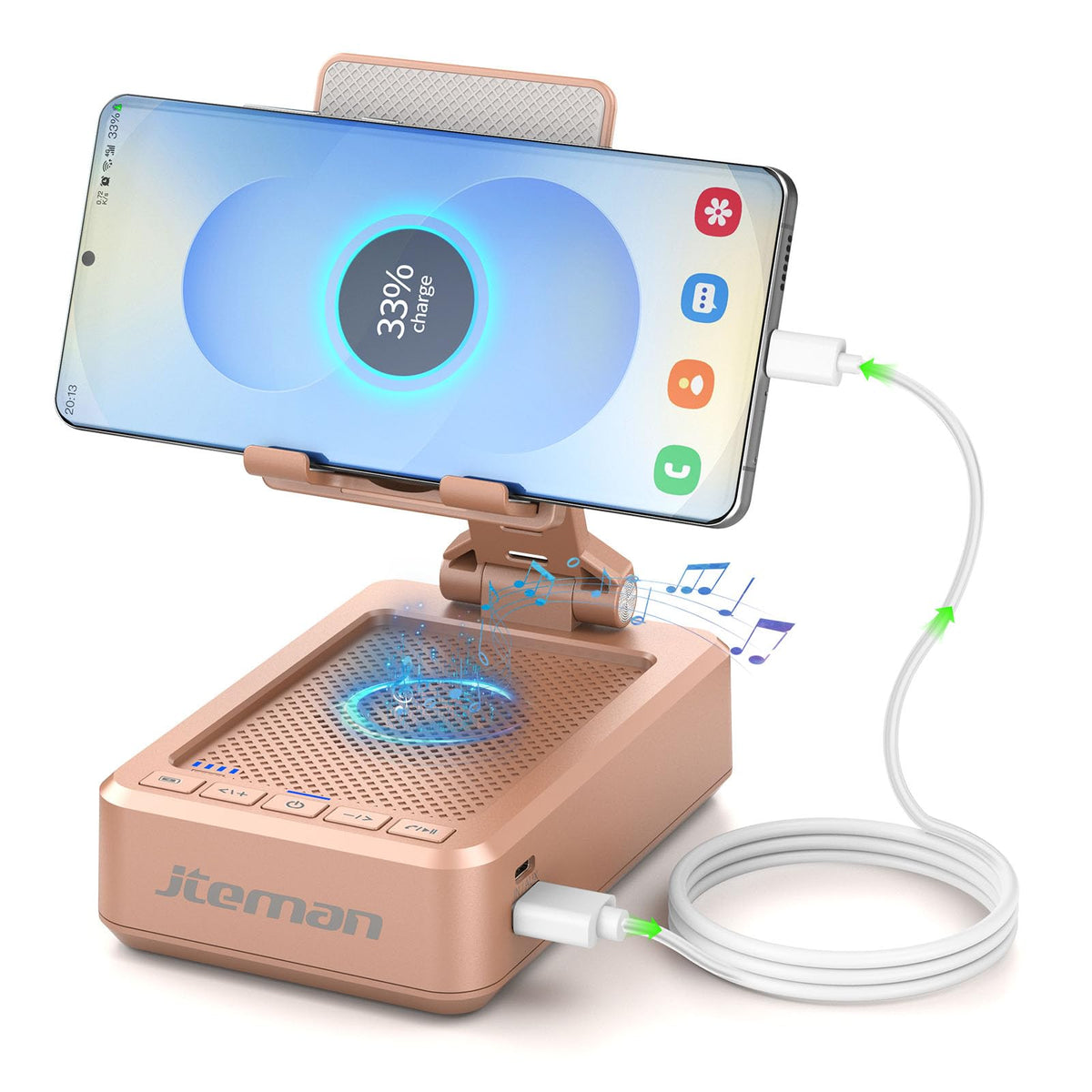 JTEMAN Cell Phone Stand with Bluetooth Speaker and Charging - JTEMAN Official Imagery - 2