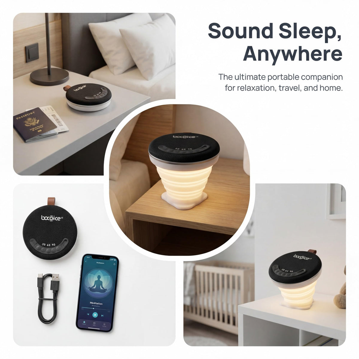 Foldable Bluetooth Speaker with Sleep Night Light Magnetic - bocoice Official Imagery - 3