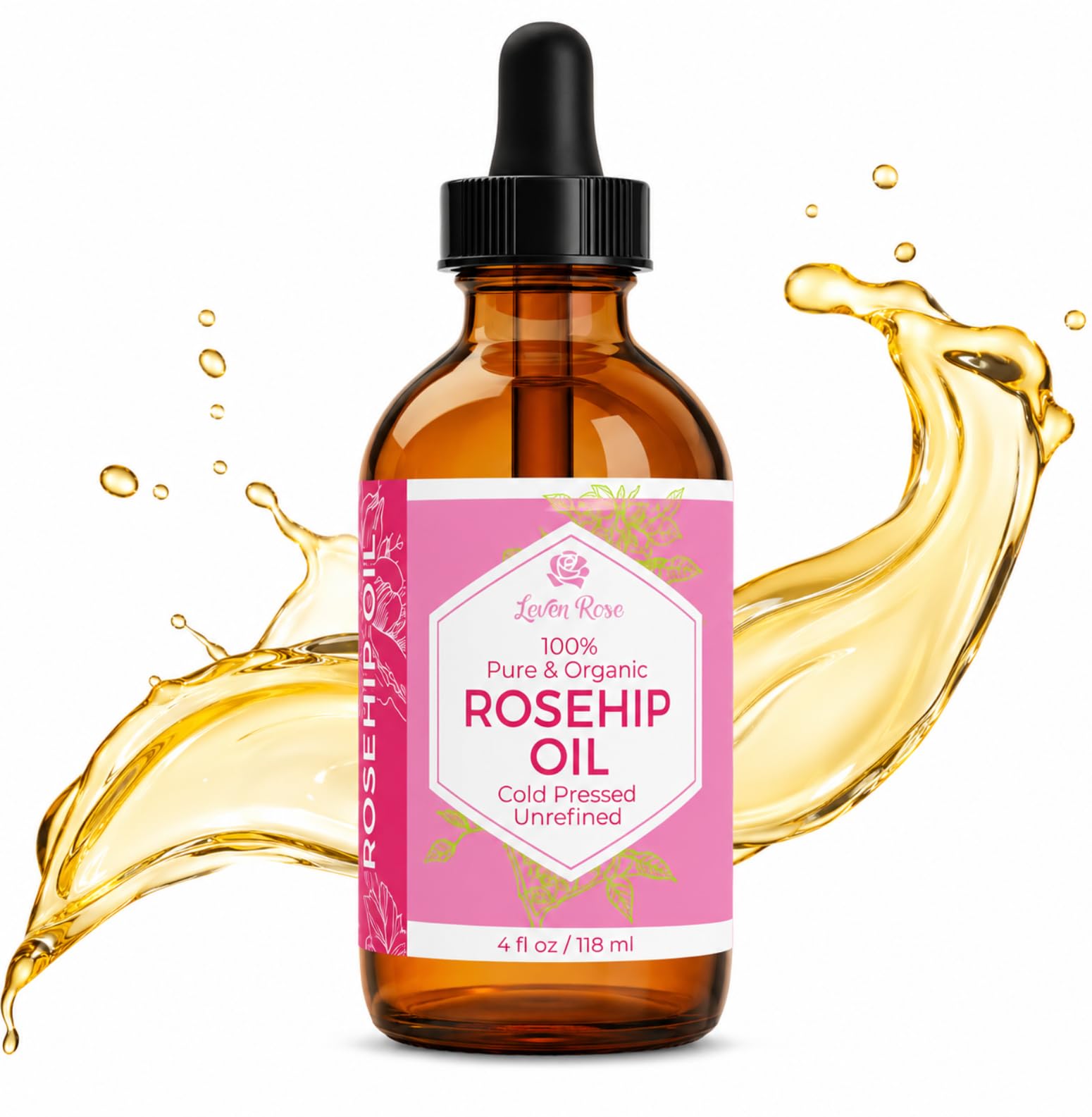 Leven Rose Organic Rosehip Seed Oil, Cold Pressed Rose Hip Oil for Face - Leven Rose Official Product View 2