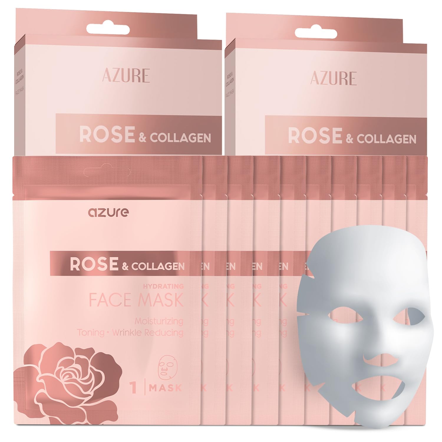 Vitamin C &amp; Collagen Korean Sheet Masks, Dermatologist Tested - Azure Cosmetics