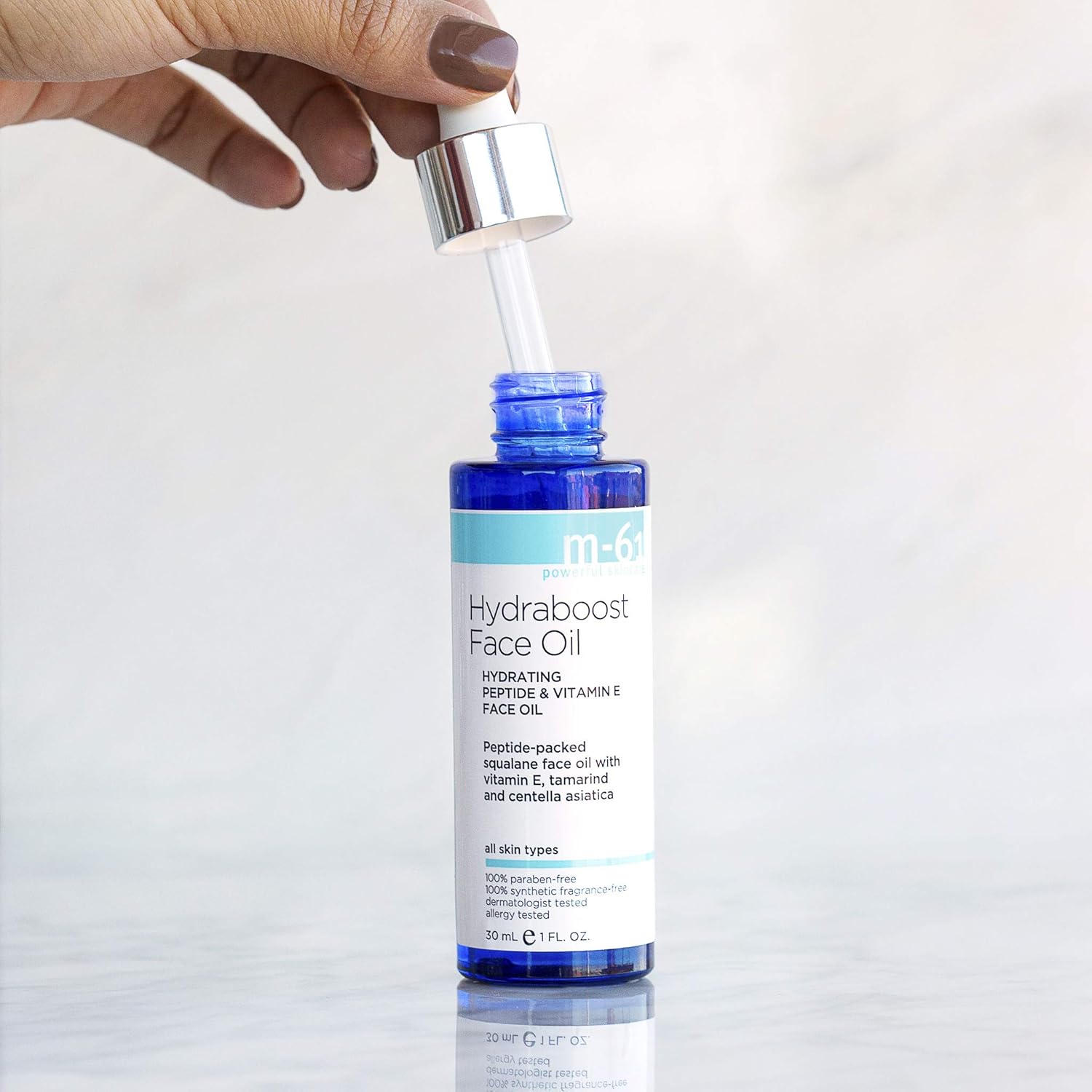 Elefair M-61 Hydraboost Face Oil with peptides and vitamin E, lightweight facial oil for hydration and skin rejuvenation.
