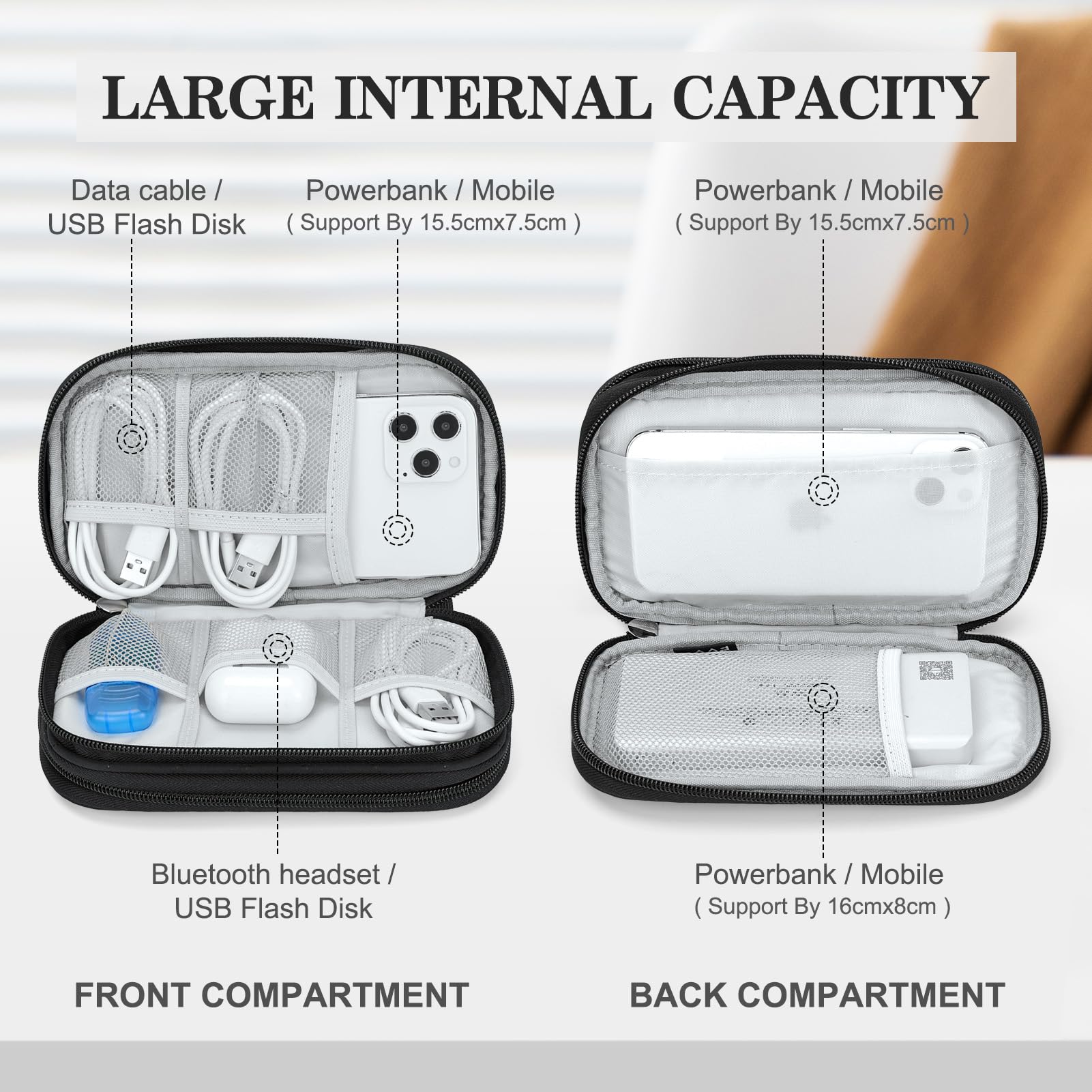 FYY Electronic Organizer, Travel Tech Pouch, Cable Organizer Black Qui - View 3