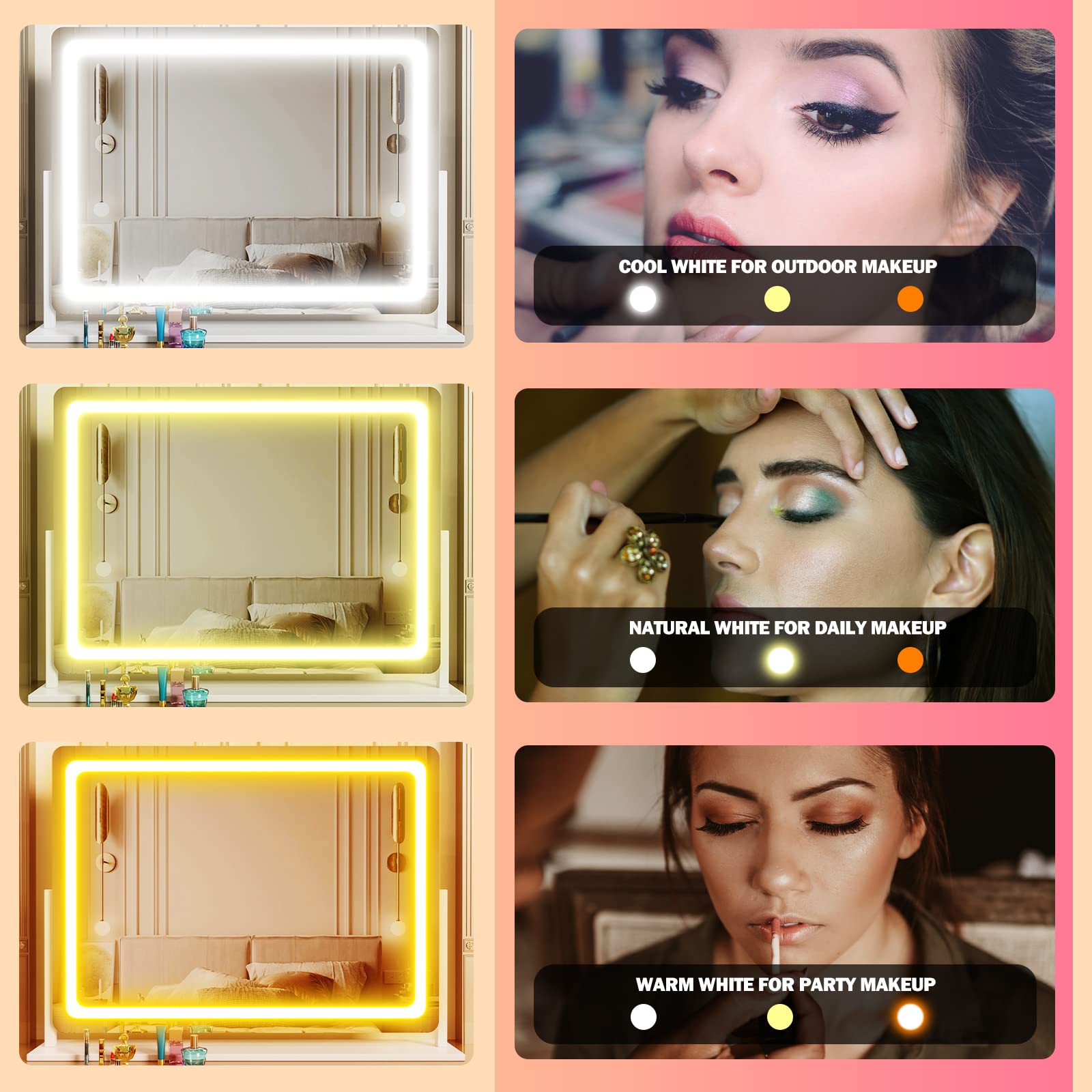 Gvnkvn Lighted Makeup Mirror, 17.3"x13" Hollywood Vanity Mirror w - Gvnkvn Official Product View 4