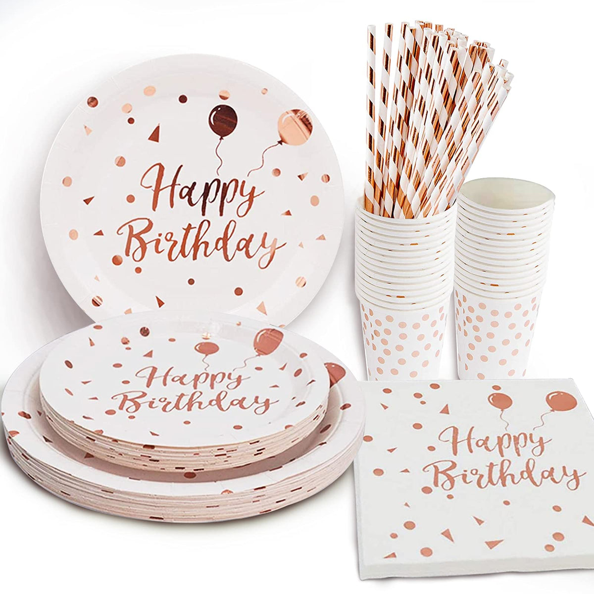 White Rose Gold Party Supplies - LIUGUSUN Official Imagery - 1