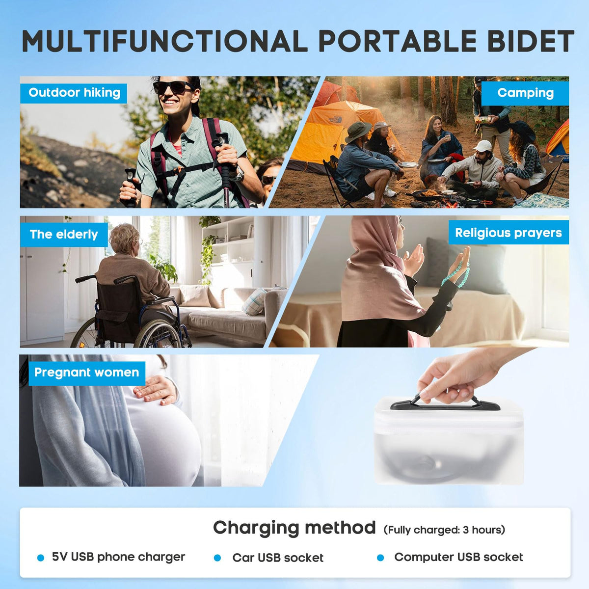 Portable Travel Electric Bidet Sprayer Jamini Rechargeable - jamini Official Imagery - 8