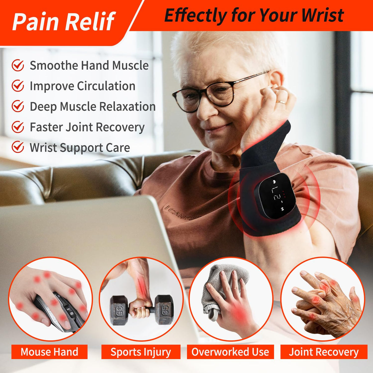 Rechargeable LED Warming Wrap for Wrist and Hands Portable - Hopkell Official Imagery - 4