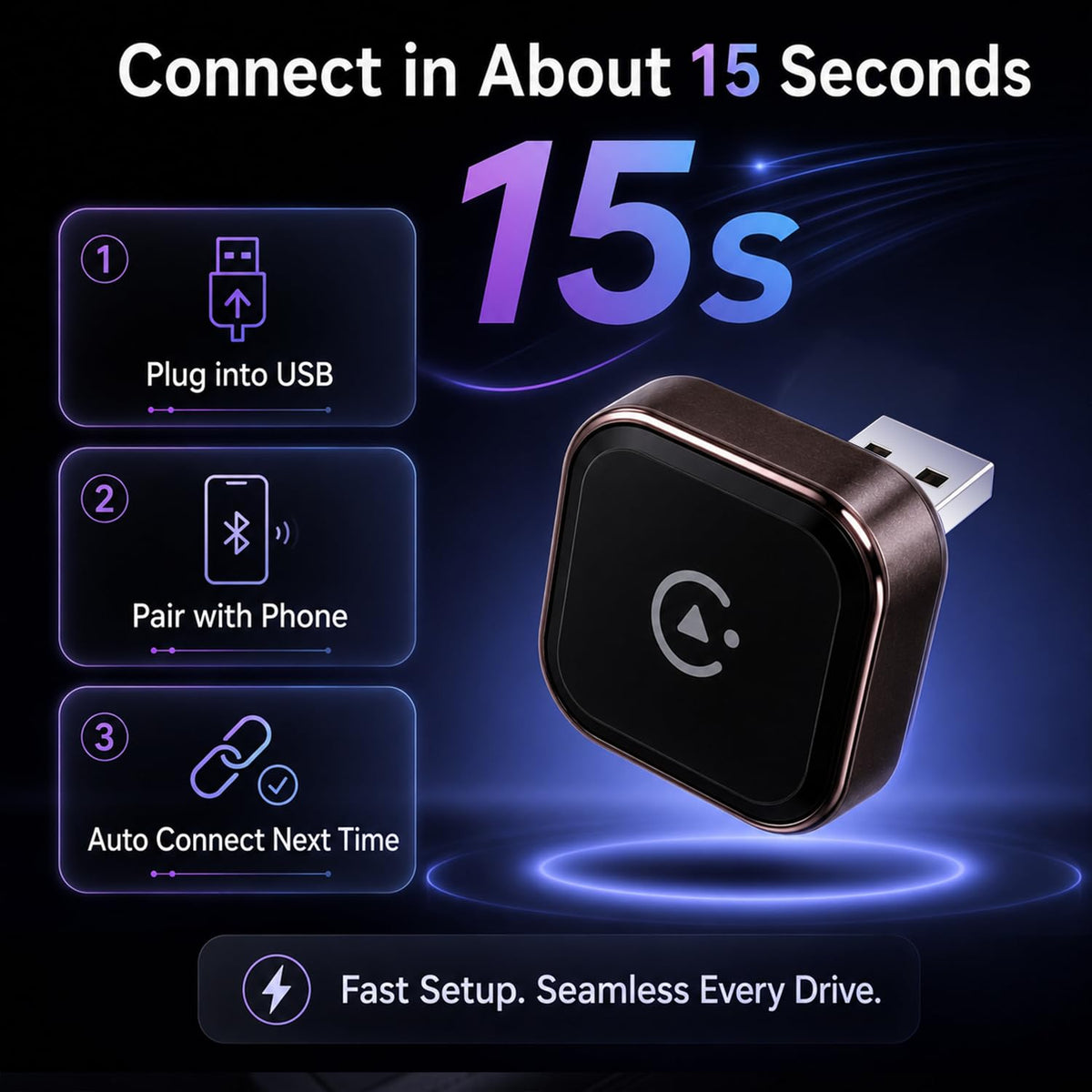 4 in 1 Wireless CarPlay Adapter Screen Mirroring Adapter for - AUSATOYN Official Imagery - 7