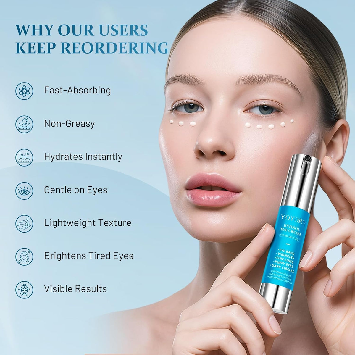 Retinol Eye Cream for Eye Bags - YOYORY Official Imagery - 3