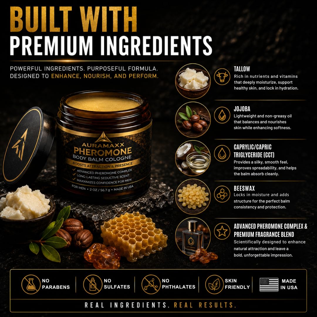 Pheromone Body Balm Cologne for Men Long Lasting Masculine - AuraMaxx Official Product Imagery - 8