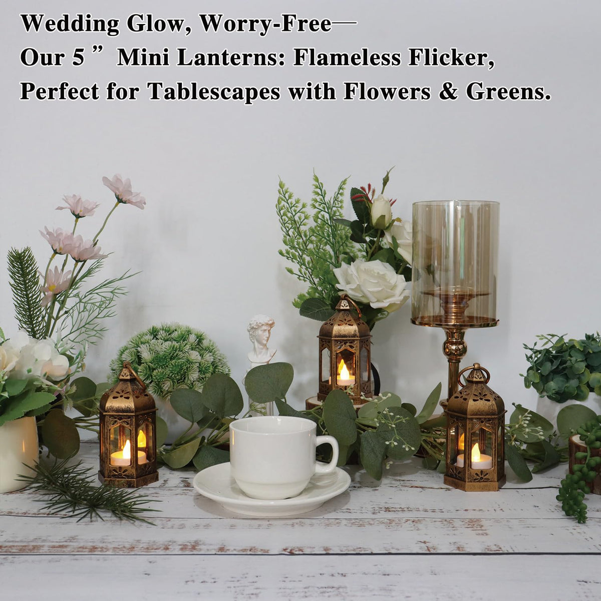 8Pcs Mini Lantern with LED Tealight Vintage Brown Lanterns - LLQ Official Imagery - 7