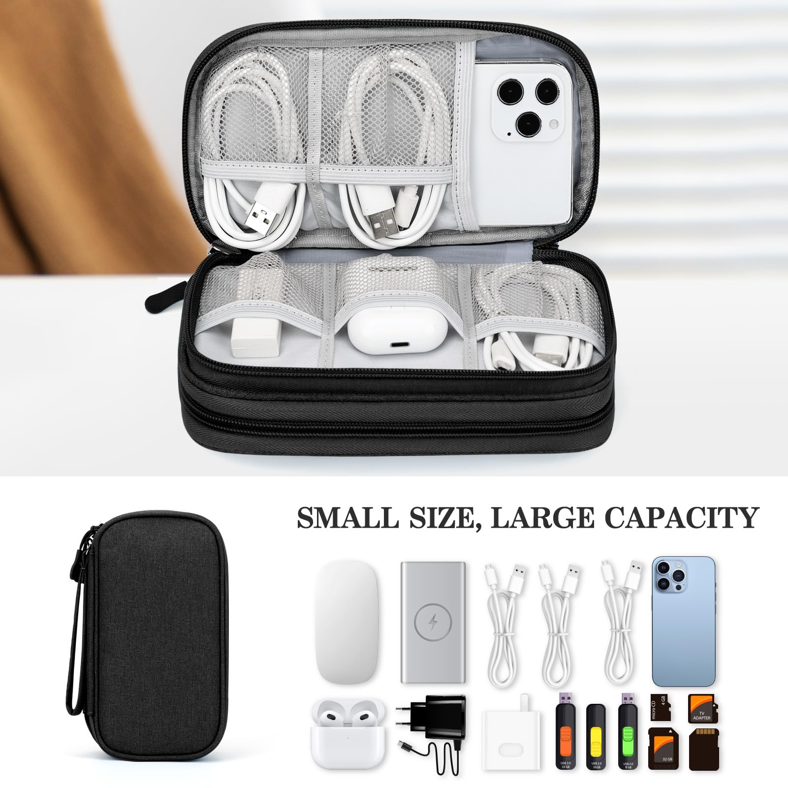 FYY Electronic Organizer, Travel Tech Pouch Bag, Cable Organizer Black - View 6