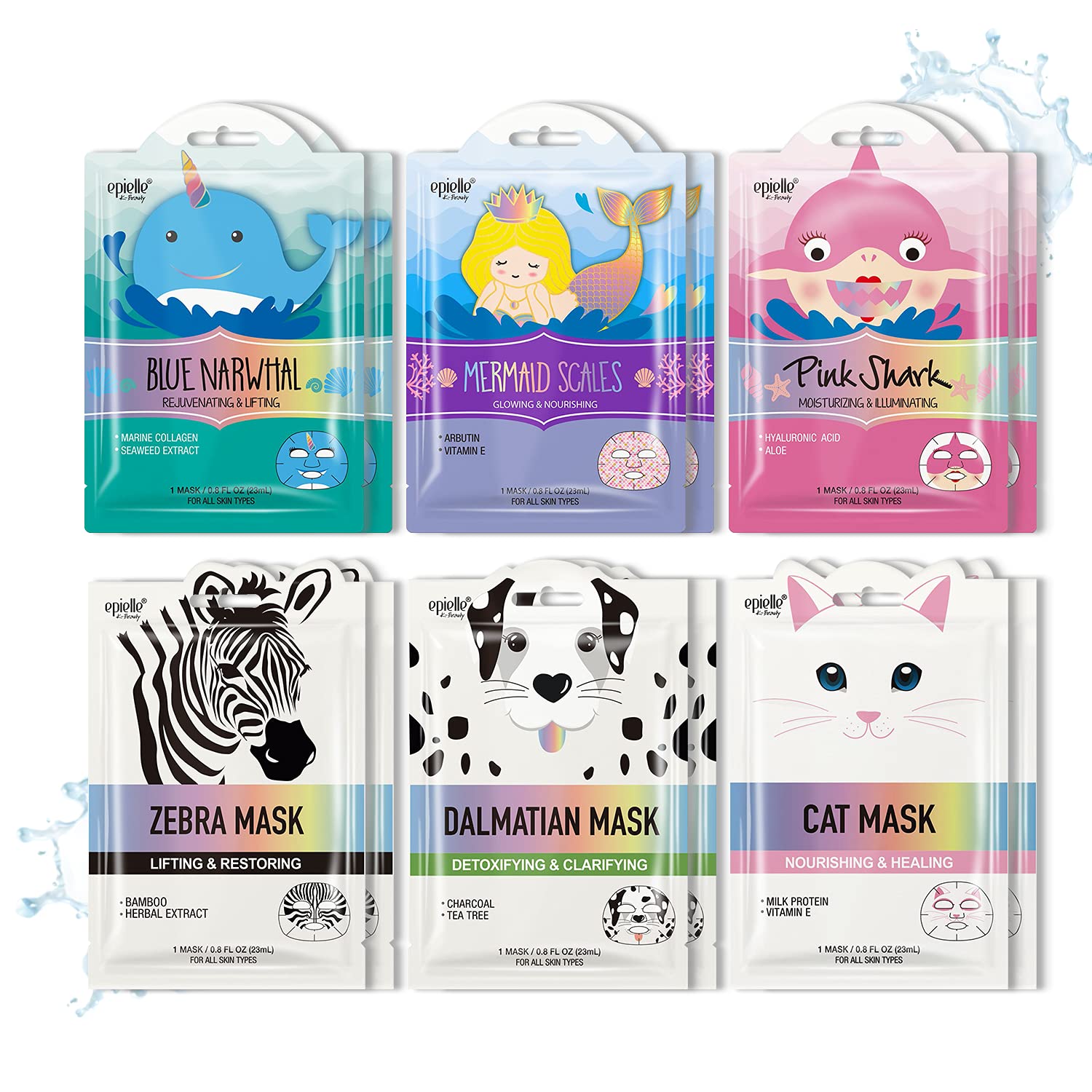 Epielle Character Face Mask Mystical Safari 6 Pack, Fun &amp; - Epielle