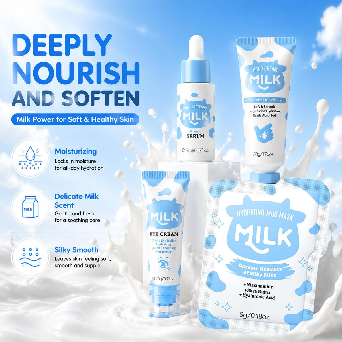 17 IN 1 Milk Skin Care Set for Kids Teens Gentle Facial Care - Lingyun Official Imagery - 8