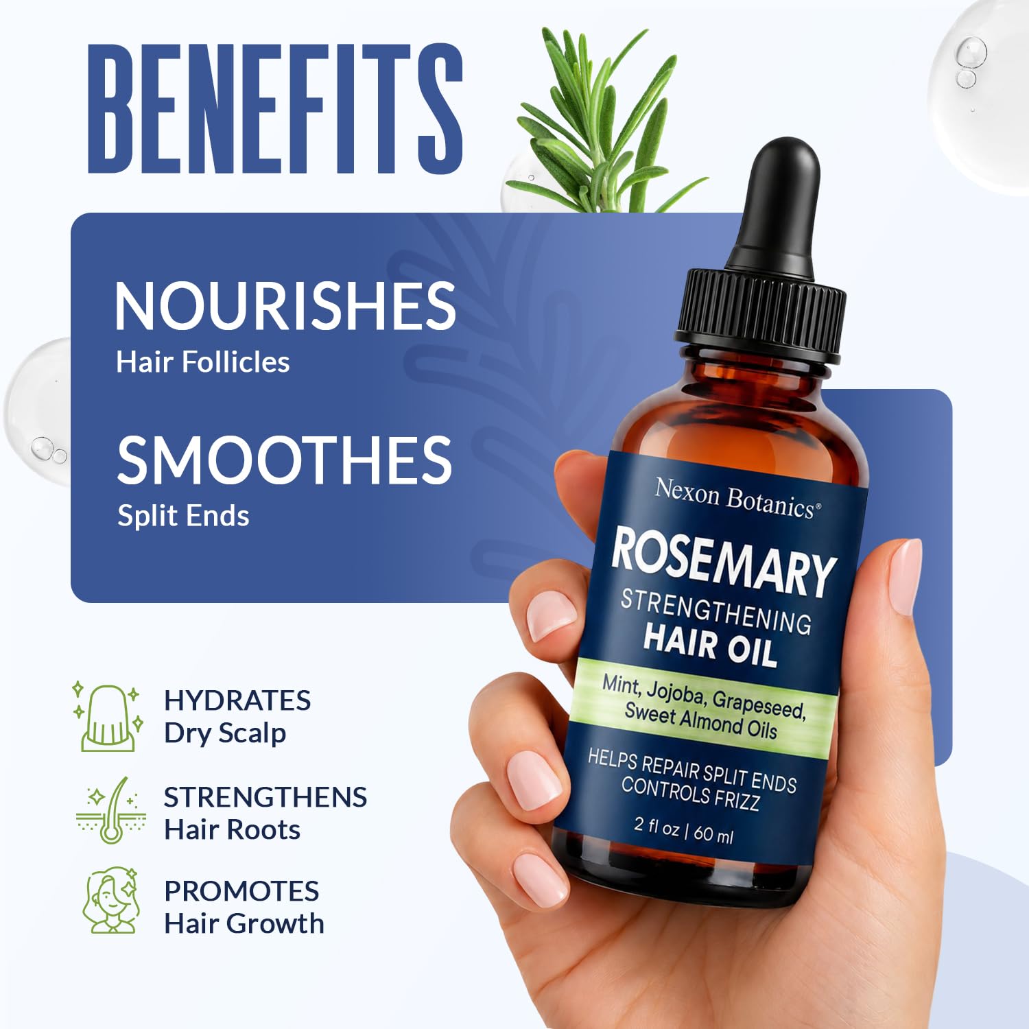 Nexon Botanics Rosemary Oil for Hair Growth 2 fl oz - Lightweight Scalp Oil for - Nexon Botanics Official Product View 8