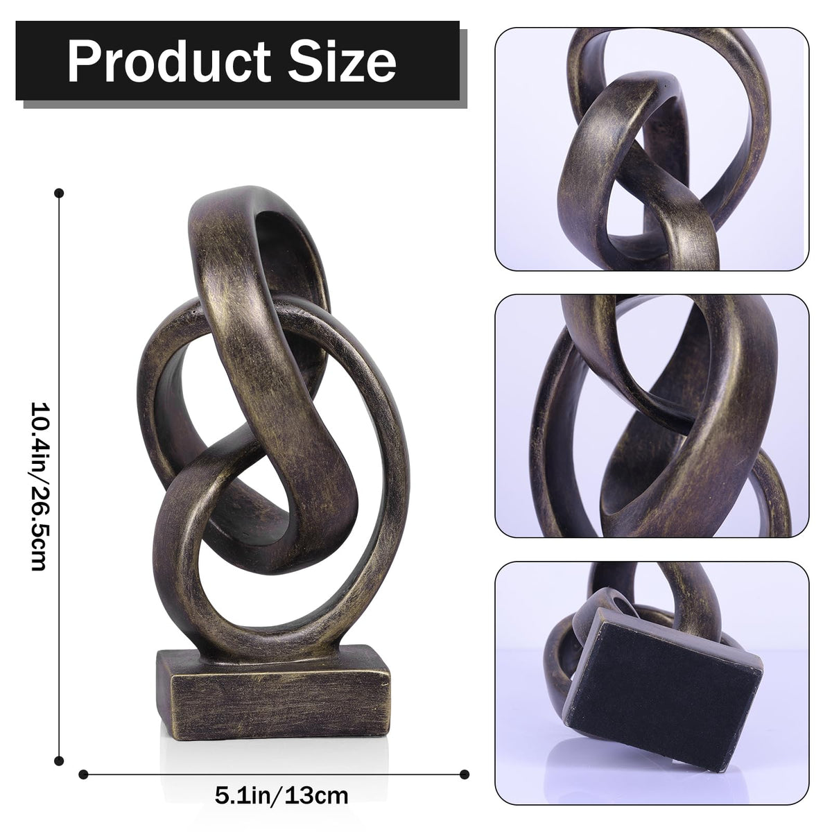 Abstract Bronze Rope Knot Statue Geometric Decor Living Room - DOVDOV Official Imagery - 4
