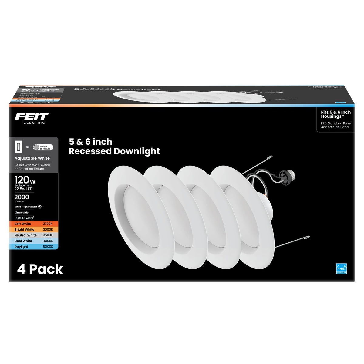 Feit Electric 5 6in LED Recessed Downlight Retrofit Kit 120W - Feit Electric Official Imagery - 1