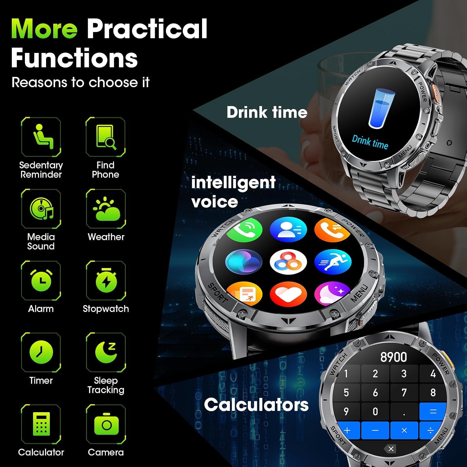 Haulvean Military Smart Watches for Men, 1.7" HD Smart Watch with Two - View 8
