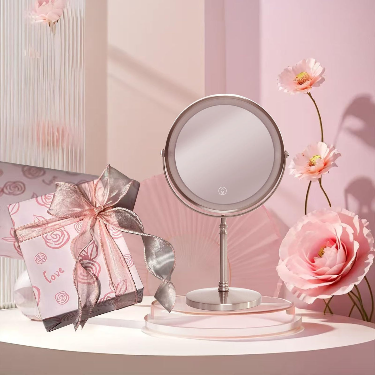Makeup Mirror with Lights 8 Inch 1X 10X Rechargeable Double - Creocasy Official Imagery - 3