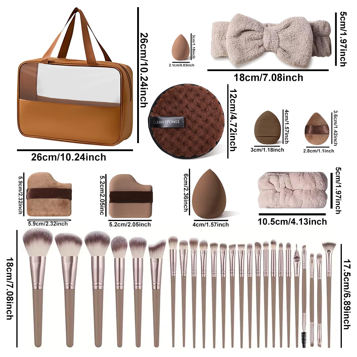 HGHDBT 40Pcs Brown Makeup Brushes Set Professional with Case - HGHDBT Official Imagery - 6
