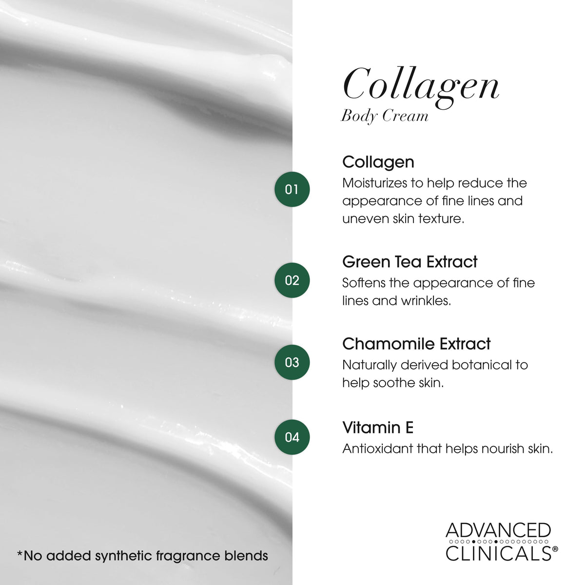 Advanced Clinicals Collagen Cream Body Face Moisturizer - Advanced Clinicals Official Product Imagery - 5