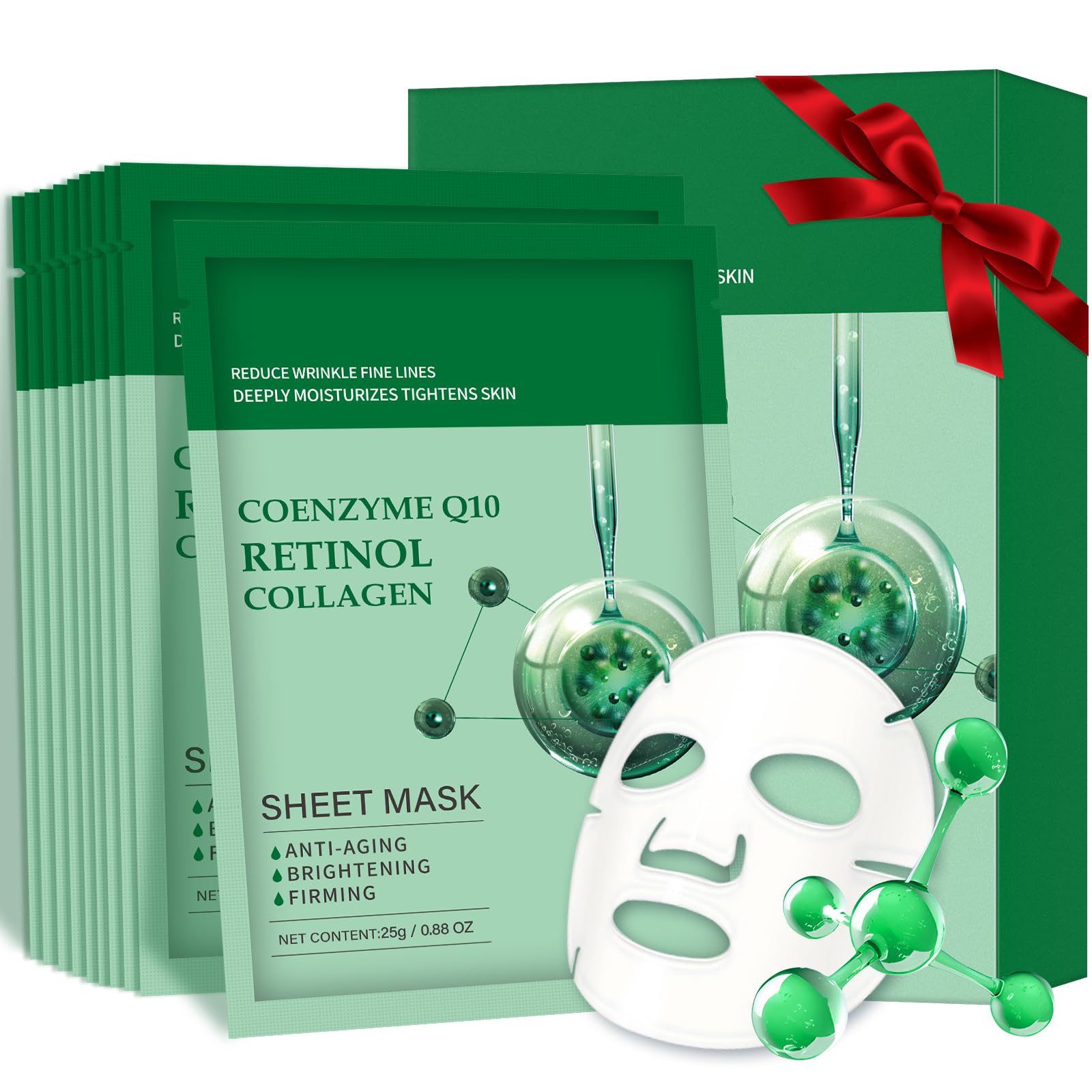 Pack of 10 Collagen Face Mask, Face Masks Skincare with Coenzyme - IREV
