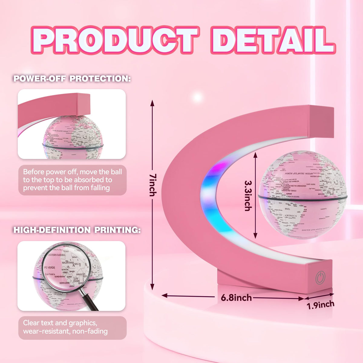 Magnetic Levitation Floating Globes with LED Lights C Frame - Flagest Official Imagery - 3