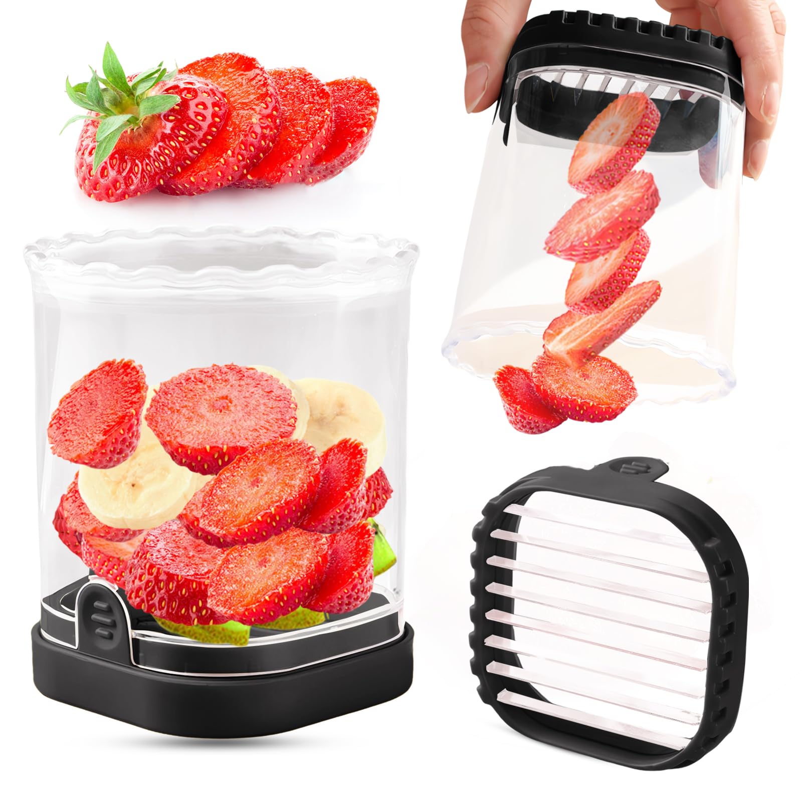 Creative Strawberry Slicer, Detachable Cutter with Push Plate - Product Imagery