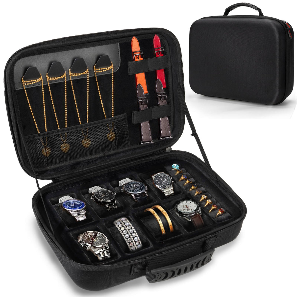Travel Jewelry Box Watch Case 8 Slots Watch Organizer for - NIFUYOP Official Imagery - 1