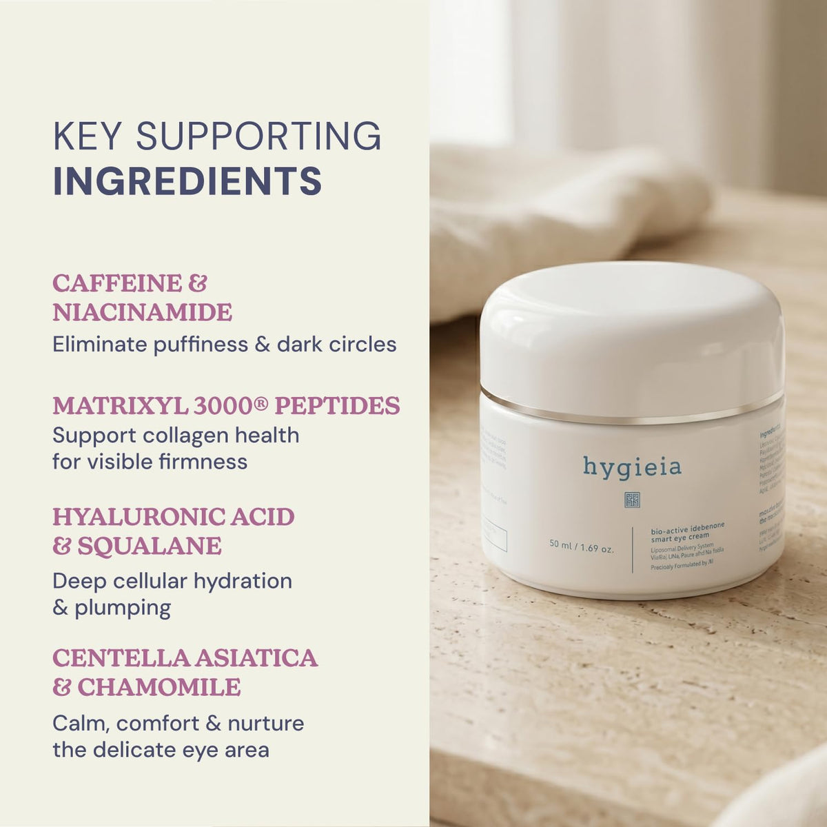 Hygieia Bio Active Idebenone Eye Cream for Dark Circles Bags - Hygieia + Official Imagery - 5