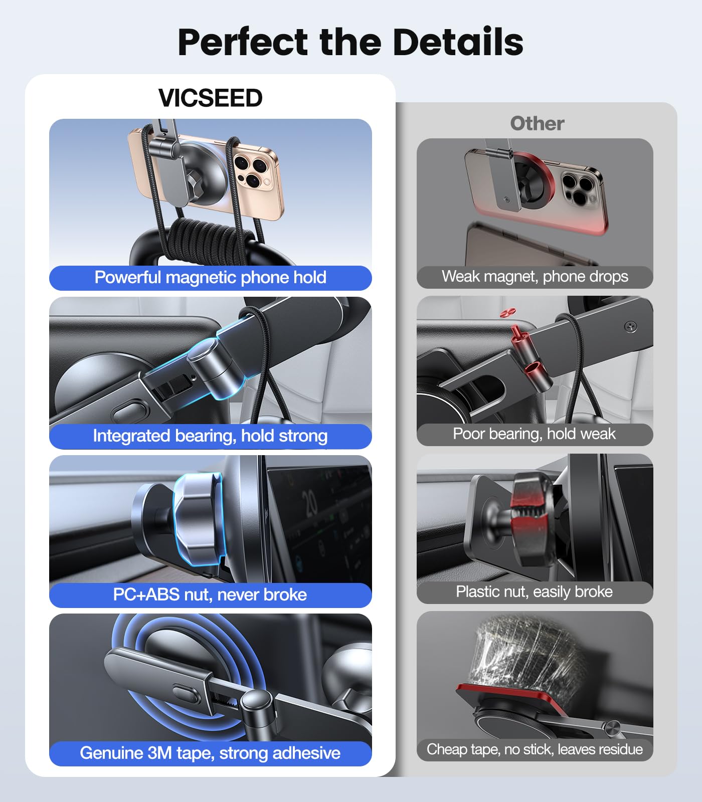 VICSEED Tesla Phone Mount【Strongest Magnet Power】Foldable Hidden Tesla Phone - VICSEED Official Product View 7