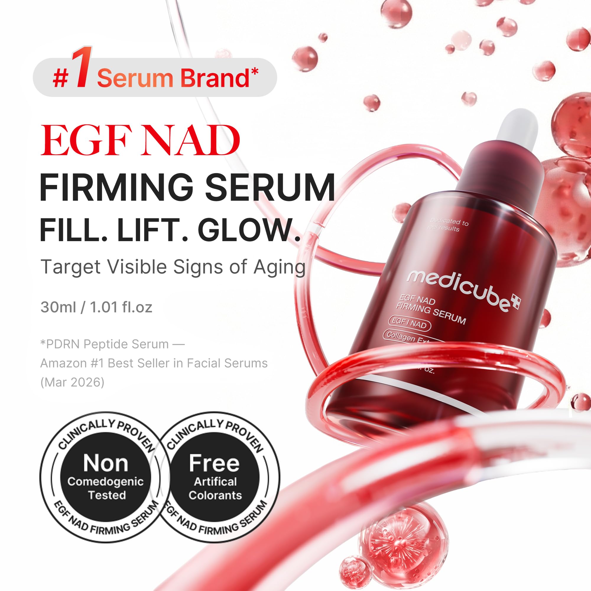 medicube NAD EGF Firming Serum for Face & Neck | Anti-Aging Serum with EGF Peptide, NAD & Collagen - Wrinkle Appearance, Elasticity & Pore Care, Korean Skincare, 1.01 fl.oz - medicube Official Product View 2