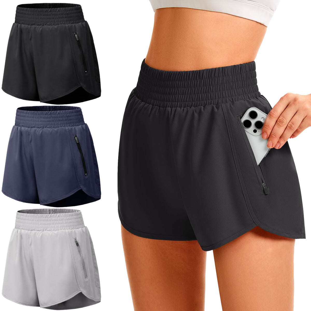TVKSOM Womens Athletic Shorts High Waisted with Liner 2 - TVKSOM Official Imagery - 1