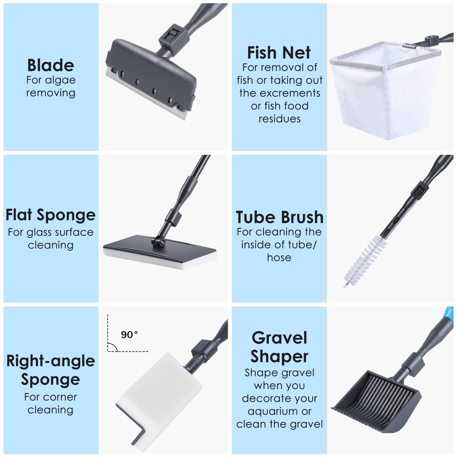 AquaMiracle 6 in 1 Aquarium Cleaning Tool Kit Fish Tank Cleaning - AquaMiracle Official Product View 3