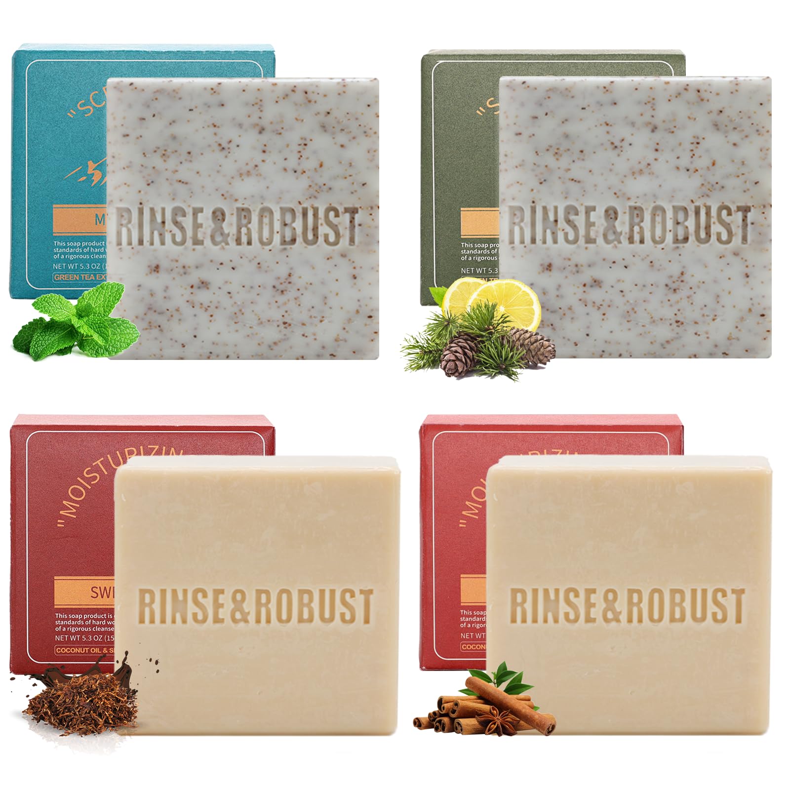 Rinse & Robust Mens Bar Soap Cleansing Bar Moisturizing & Exfoliating Scrub - Rinse & Robust Official Product View 2