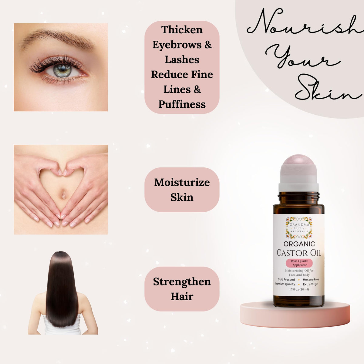 Grandma Flo s Naturals Organic Castor Oil with Rose Quartz - Grandma Flo's Naturals Official Imagery - 5