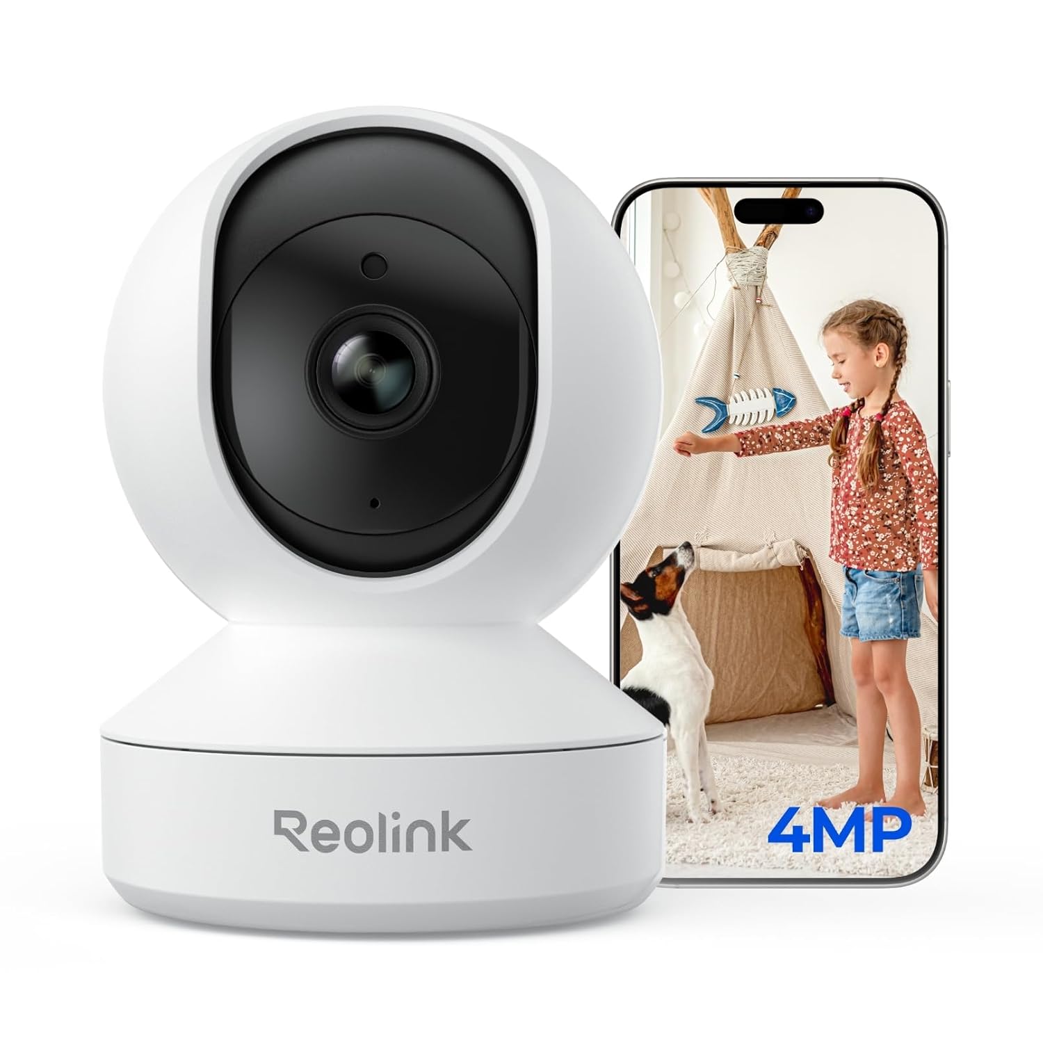 REOLINK 4MP Indoor Security Camera E1, Plug-in 2.4G Wireless WiFi 6 for Baby/Pet Monitor with Phon
