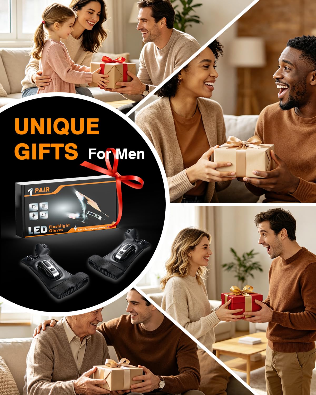 Yoozon Rechargeable LED Flashlight Gloves, Stocking Stuffers for Men Him Dad - Yoozon Official Product View 7