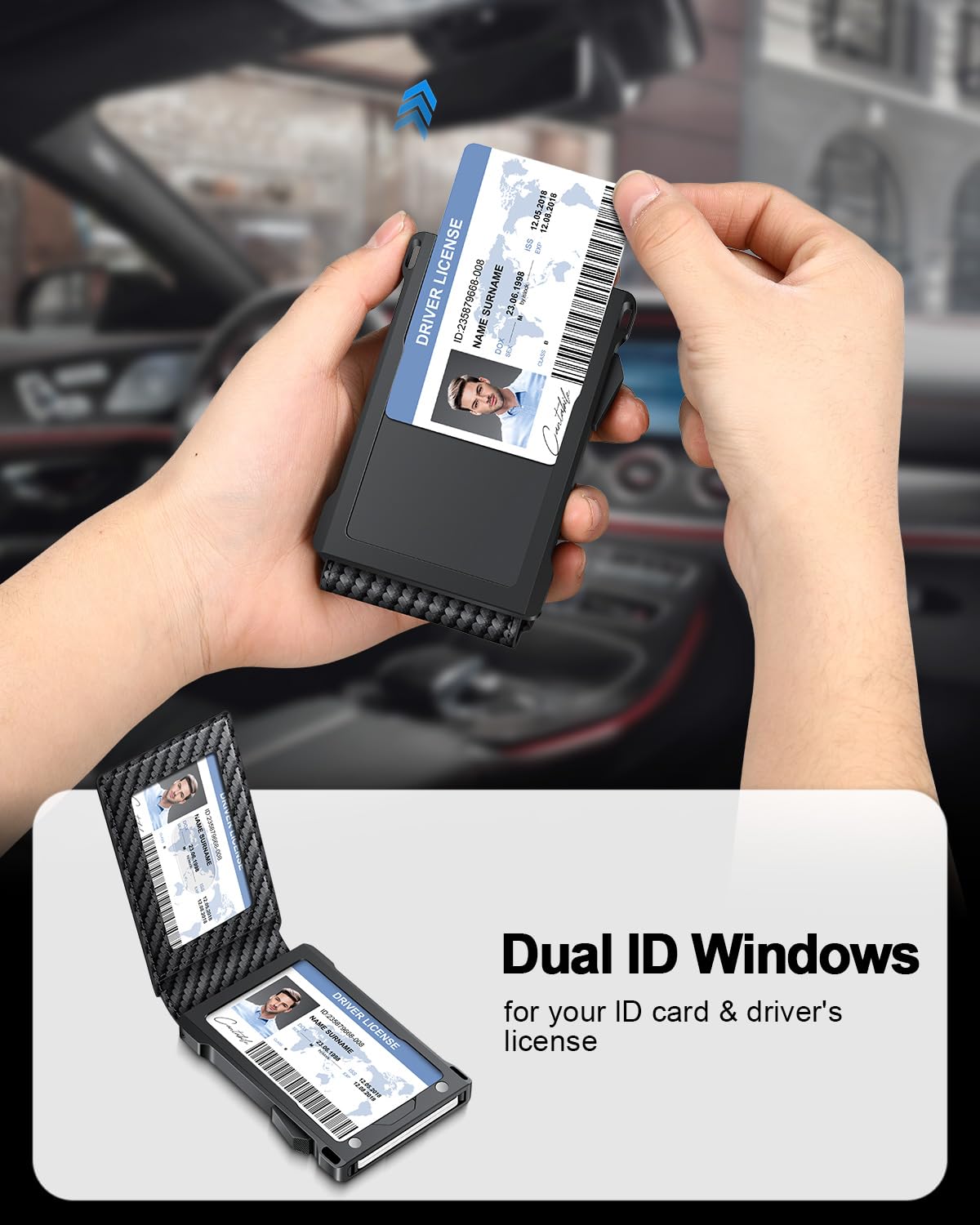KAFELLON Carbon Fiber RFID Pop-Up Wallet for Men