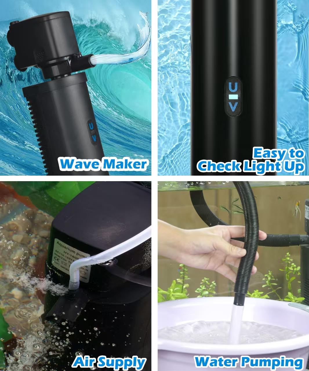 COOSPIDER 200GPH Aquarium Filter with 5W U V Light for 30 - COOSPIDER Official Imagery - 6