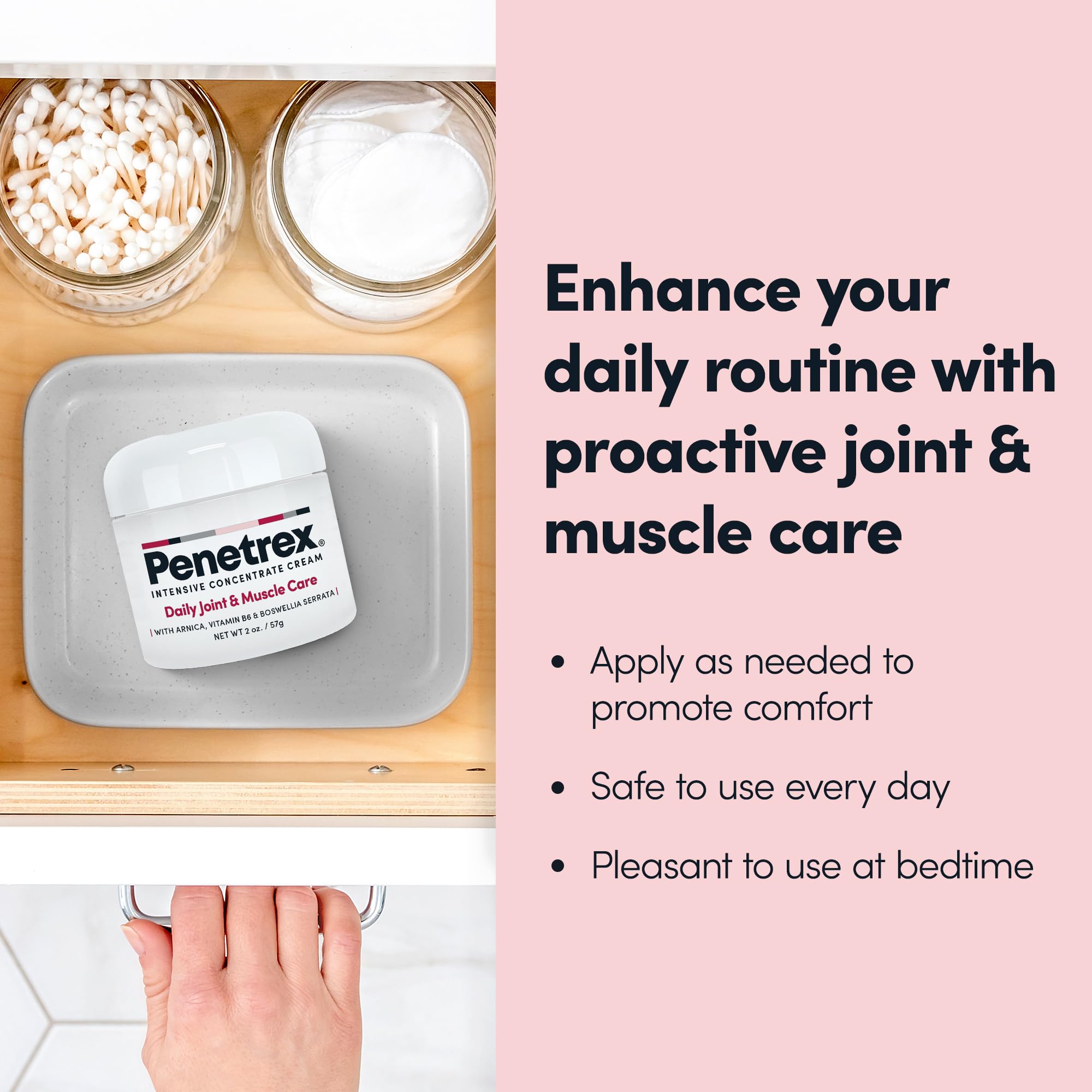 Penetrex Daily Joint & Muscle Care Cream – Soothing Botanical Formula with Arnica, Vitamin B6 & MSM – Lightweight Fast-Absorbing Cream for Everyday Movement - Non-Greasy - Light Scent- 2 oz
