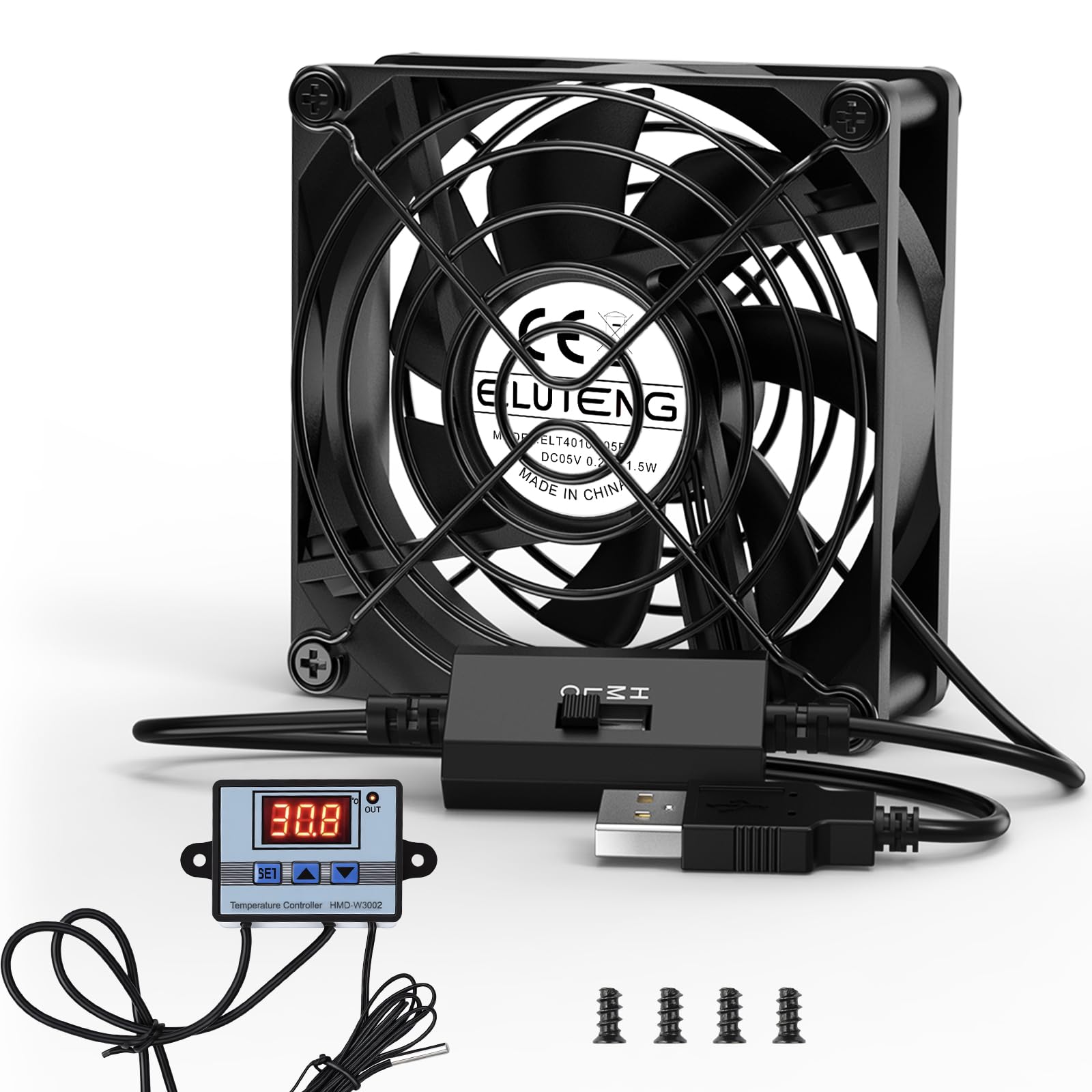 ELUTENG USB Fan 140mm with Digital Temperature Controller, 5V USB - ELUTENG Official Product View 10