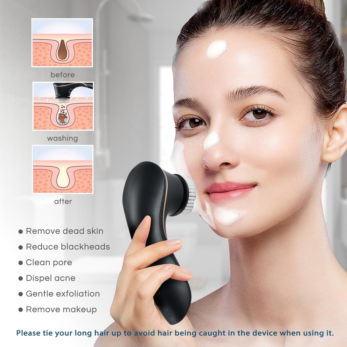 Facial Cleansing Brush Electric Face Scrubber Rechargeable - Orauley Official Imagery - 6