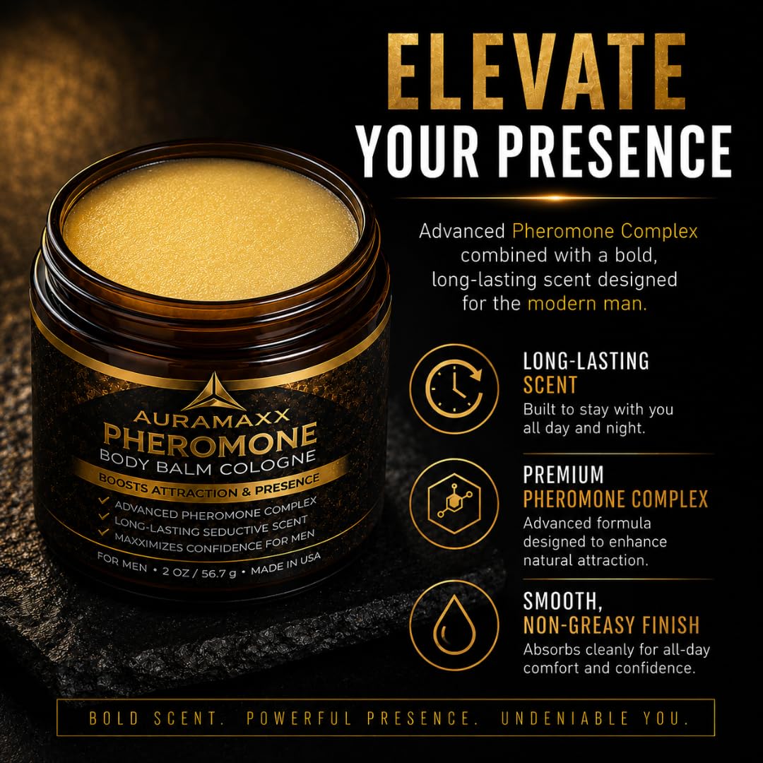 Pheromone Body Balm Cologne for Men Long Lasting Masculine - AuraMaxx Official Product Imagery - 3