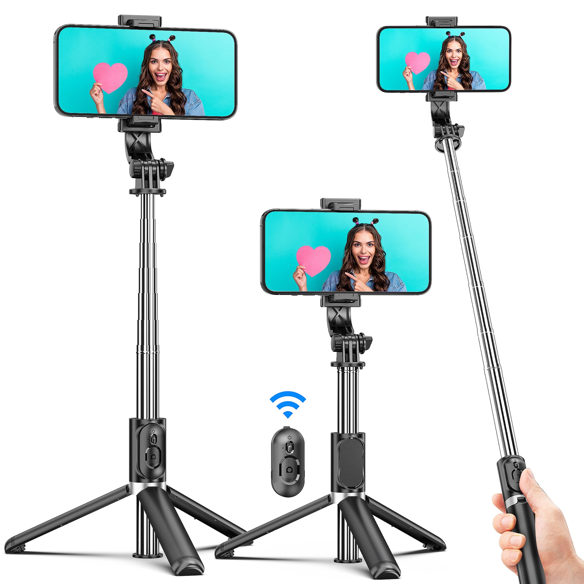 Selfie Stick Tripod, All in One Extendable & Portable iPhone - Product Imagery