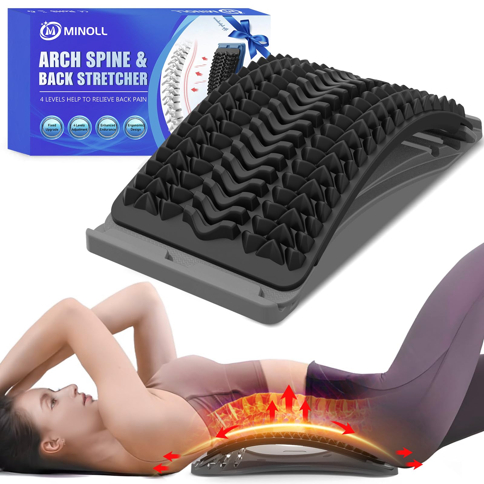 MINOLL Back Stretcher for Lower Back Pain Relief, Multiple Level Adjus - View 1